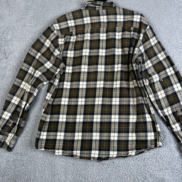 Carhartt Flannel Shirt Men Large Green Plaid Relaxed Button Workwear SPOTS PAINT - Picture 9 of 16